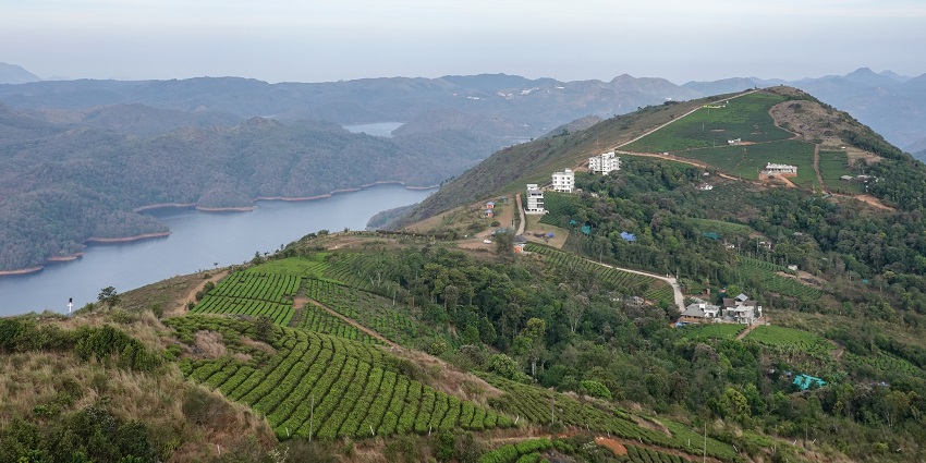 Aerial view of soothing Idukki the thrilling home to hairpin bend roads