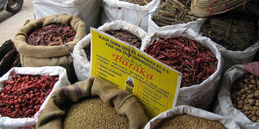 Shop for nutmeg, cardamom, pepper and more at the Spice Market in Mattancherry, Kochi