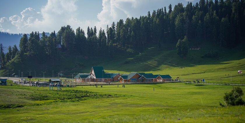 A view of the lush green landscapes of the Katra mountains in Jammu and Kashmir