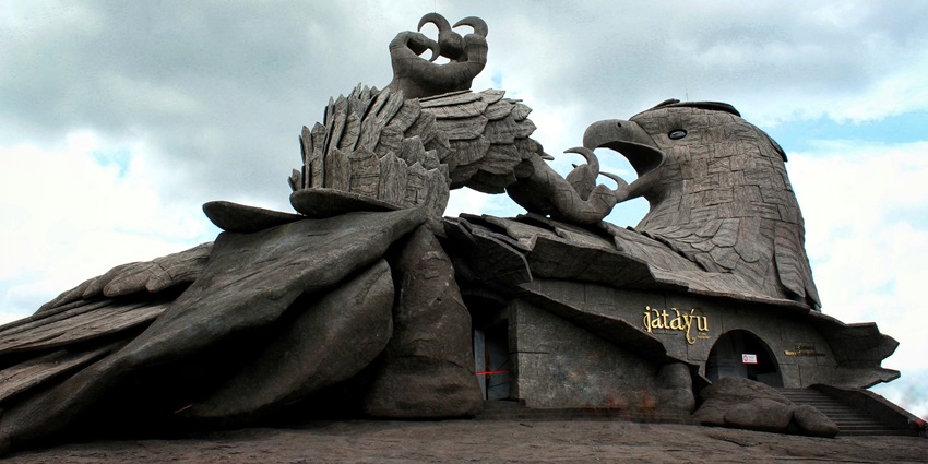 A majestic view of the Jatayu Earth’s Centre, which is the world’s biggest bird sculpture