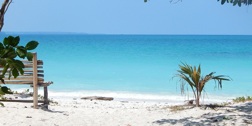 The view of serene Kala Pathar Beach, a tropical paradise in the Andaman Islands.