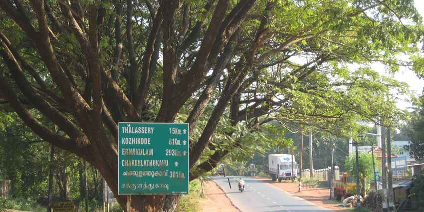 Tree with a different sign board in Kannur, Kerala