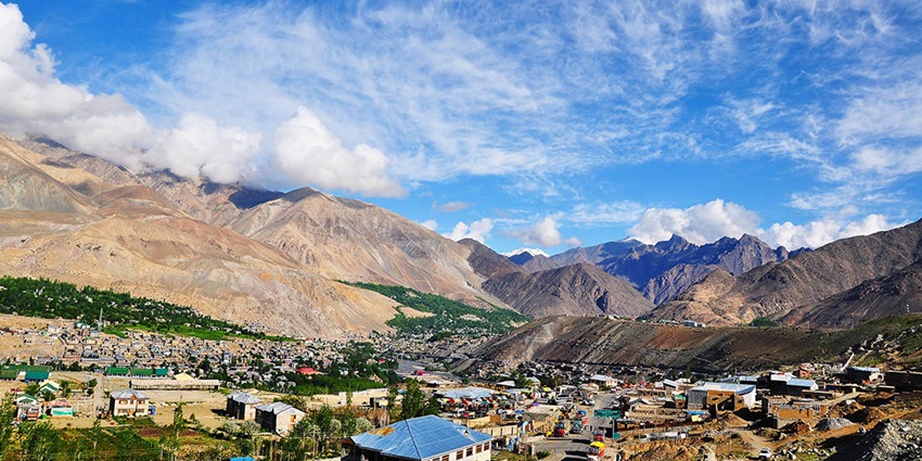 A panoramic view of the landscapes of Kargil that is located in the lap of Himalayas