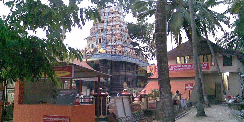 Majestic view of the beautiful Karikkakom Temple of Chamunda Devi amidst the city