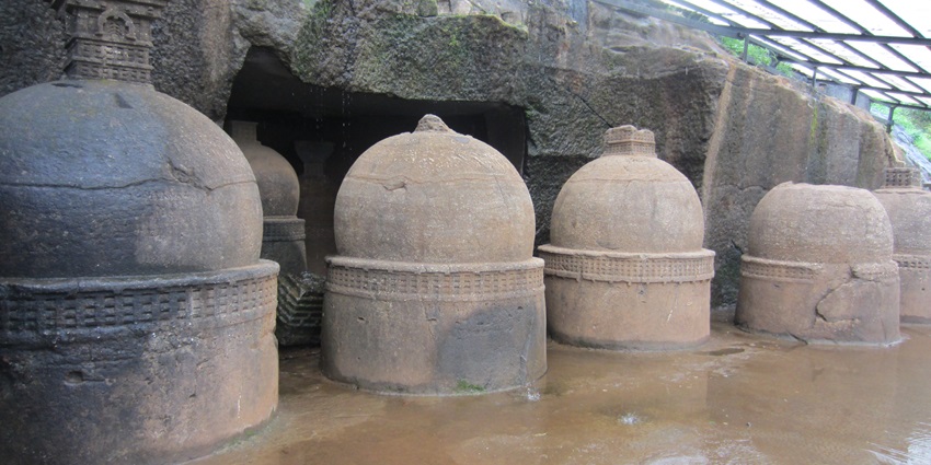 Stupas outside the Bhaja Caves