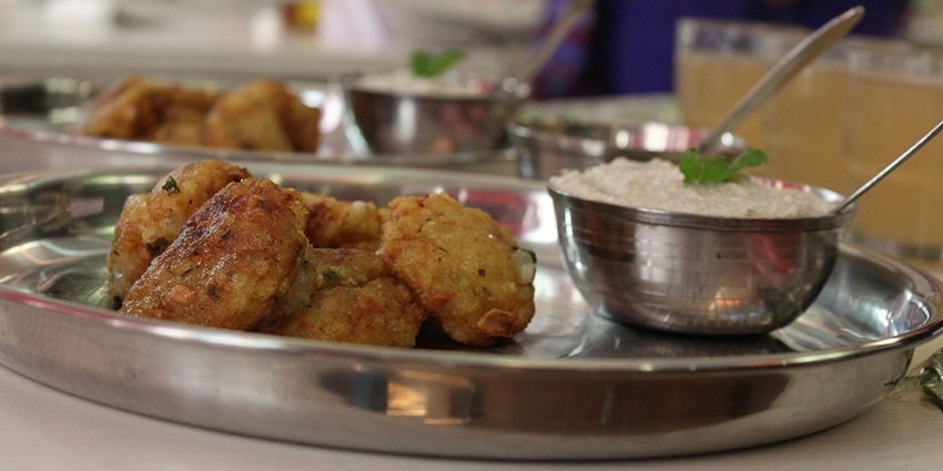 Traditional Kashmiri breakfast featuring - travellers can get veg and non veg restaurants