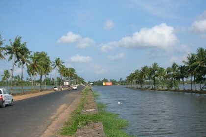 Scenic view of Alleppey Changanassery Road - visit the most haunted places in Kerala