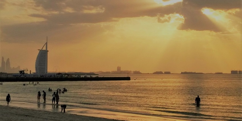 Evening Sunset view of Kite Beach UAE one of the best beaches in Palm Jumeirah