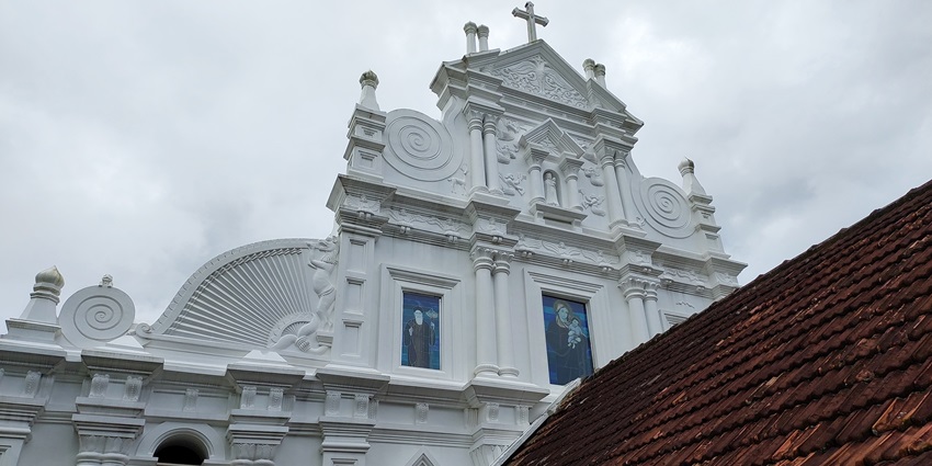 An exterior view of Kottayam St. Mary's Church, also known as Cheriyapalli, built in 1579.
