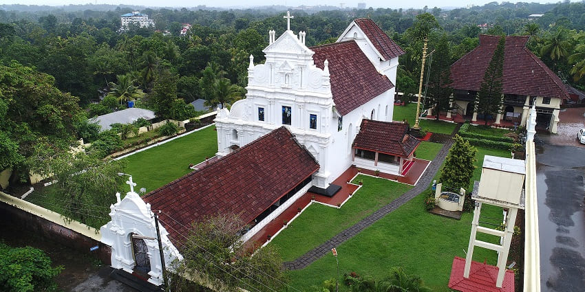 Aerial view of Kottayam Cheriapally Mahaedavaka, also known as the also known as St. Mary’s Orthodox Syrian Church