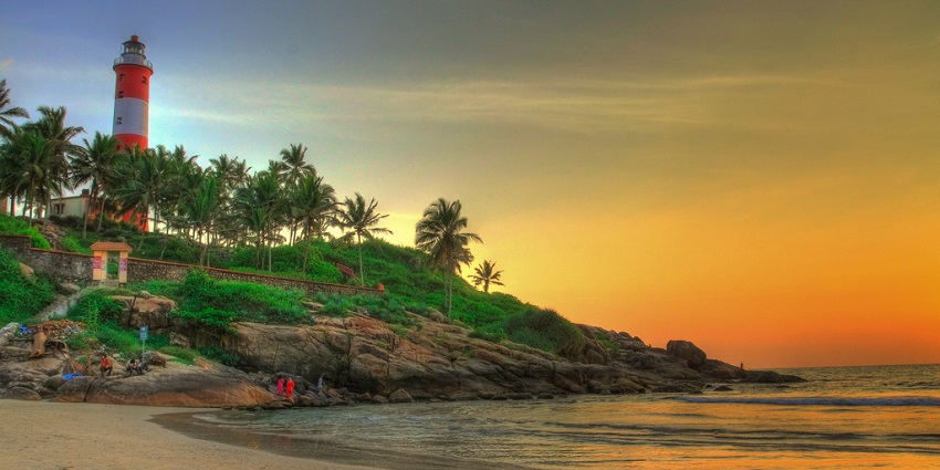 Kovalam beach is one of the places to visit in summer in Kerala also beautiful sunset views