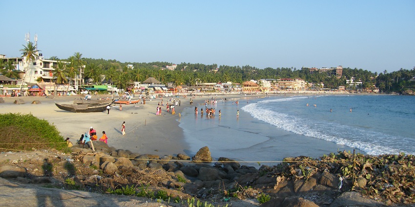 Picturesque view of Kovalam beach the home of the golden sandy shores of India