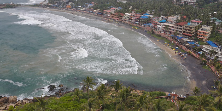 The Lighthouse view of Kovalam Beach, is one of the places to visit in Kerala in March.