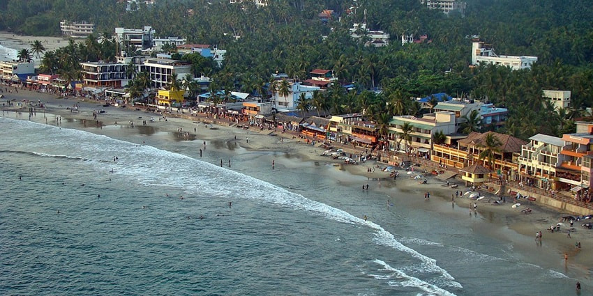 Mesmerising view of the Kovalam Beach in Kerala, as seen from the lighthouse on the beach