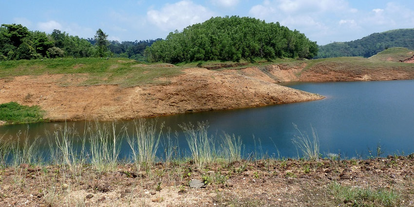 Landscapes around the Kulamavu Dam reservoir offering a scenic view away from city life
