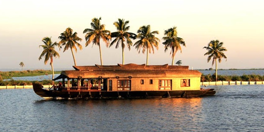 Houseboat floating in the backwaters - best places to visit in Alleppey for couples