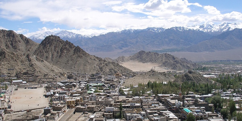 Panoramic view of Ladakh, with its rugged mountains - places to visit in summer in India
