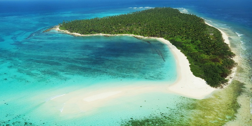 Aerial view of Lakshadweep, which is one of the charming places to visit in July in India