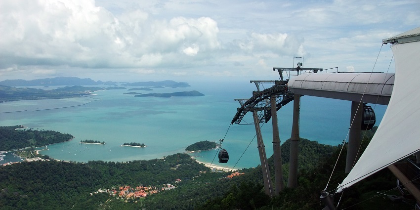 Aerial picture of an island taken from a cable car