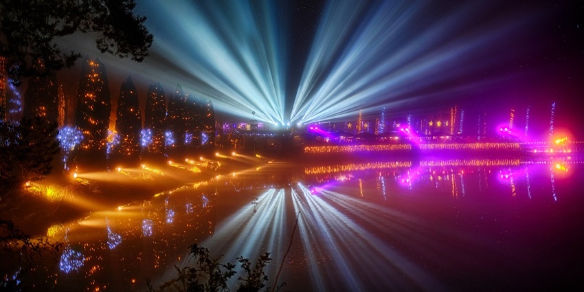 A beautiful light show at night