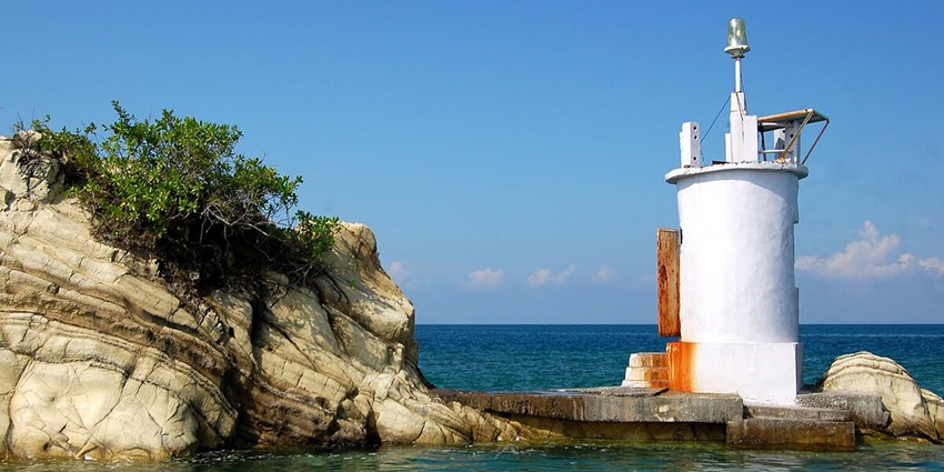 The view of Lighthouse on Havelock Island, the most popular island on the Andaman Islands.