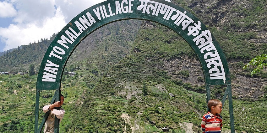 View of entry gate of the trek to Malana village in Himachal Pradesh