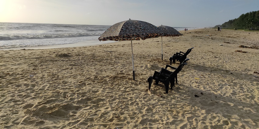 Sandy beaches and the lovely ocean waves at the Marari beach in South Kerala