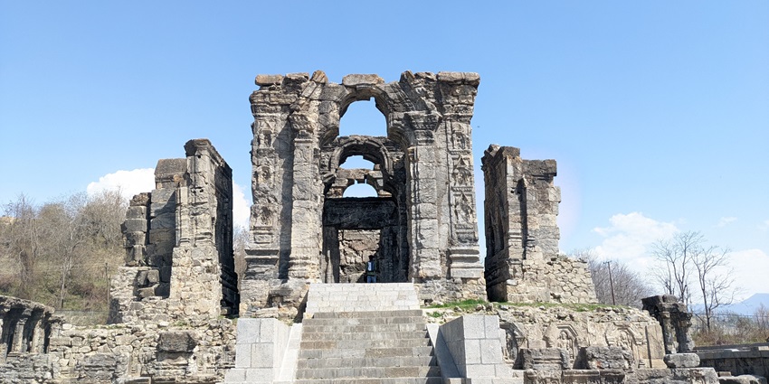 Martand Sun Temple near the city of Anantnag in the Kashmir Valley of Jammu and Kashmir.