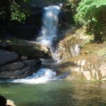 A scenic view of Meenvallam Waterfalls