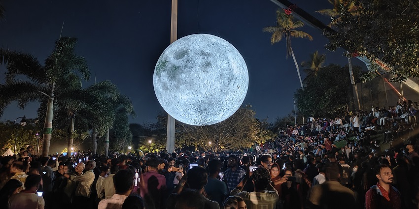 Mini Hall of the Kerala State Science displaying a relic of the mesmerising moon, one of the best options for Trivandrum nightlife.