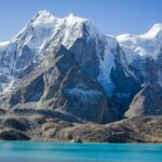 A view of the sparkling Gurudongmar Lake with snowy peaks in the background, Gangtok