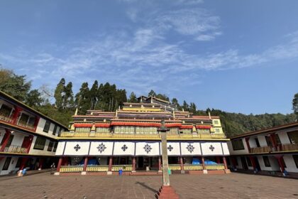 A wide angled view of the Rumtek Monastery