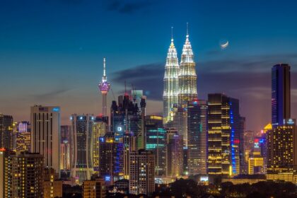 Moonrise over Kuala Lumpur, illuminating the skyline - places to visit in Kuala Lumpur.