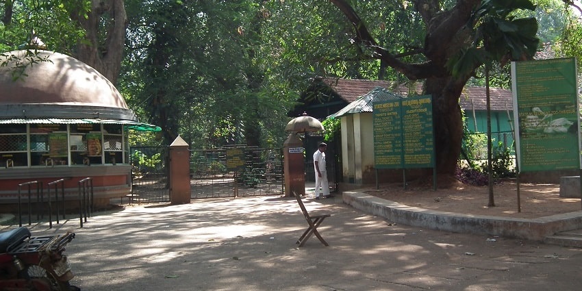 A daytime view of the entry gate of the State Museum and Zoo in Thrissur, Kerala