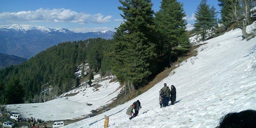 The peak of Natha Top, a popular tourist attraction in Udhampur Jammu and Kashmir, India.