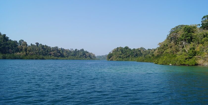 View of a national park in Andaman & Nicobar Island which is surrounded by tropical forests