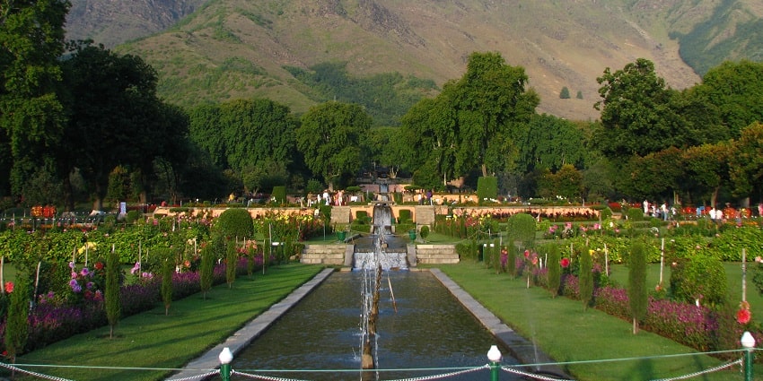 Beautiful view of one of the best places to visit in Kashmir in December, Nishat Garden.