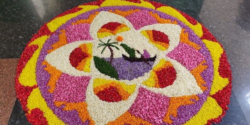 Rangloli made on the floor for the Onam in Kochi, kerala