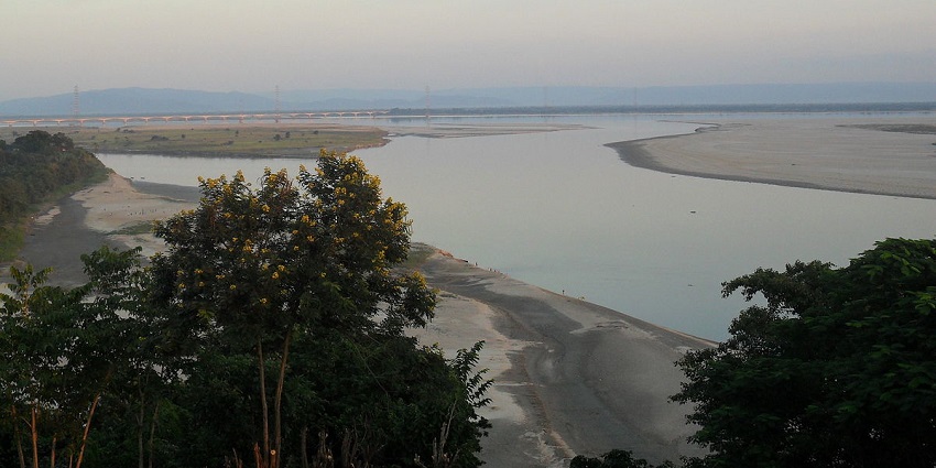 An aerial view of the beautiful Bhrmputra River - Best places to visit in Tezpur