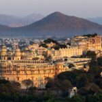 The evening view of Udaipur during the summer season in India.