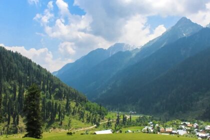 View of a village in Betaab Valley, which is a top tourist destination in Pahalgam