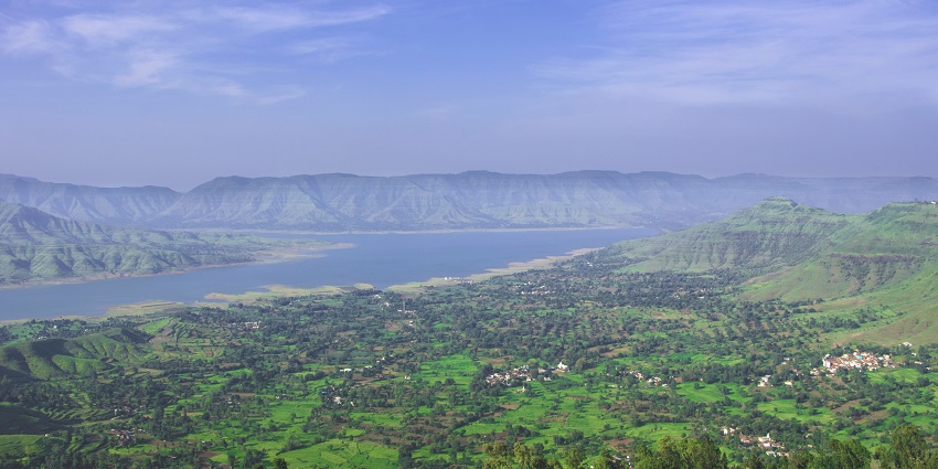 An aerial view of a picture-perfect and lush village in Panchgani in Maharashtra