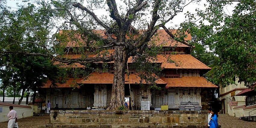 Tree in front of the iconic historic temple near Thiruvambadi in Thrissur, Kerala