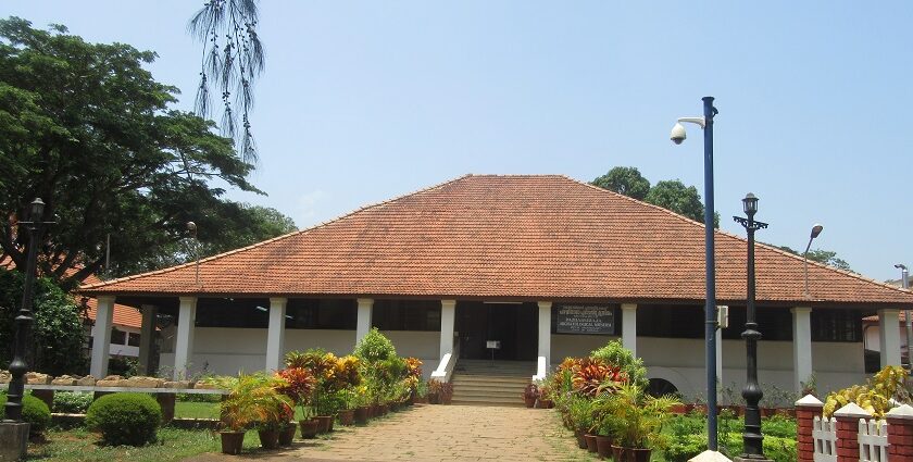 The entrance of the Pazhassiraja Archaeological Museum in Kerala which is a tourist hotspot