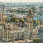 An aerial view of London, one of the most famous places to visit in the world in May