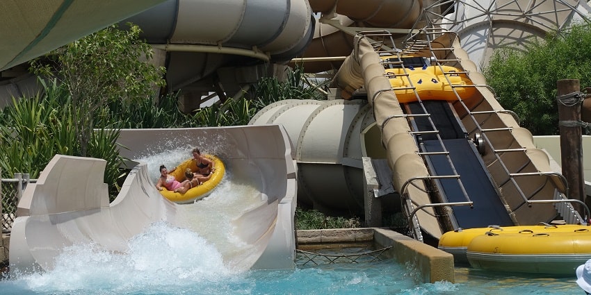 Snapshot of the Water ride in the Yas Island Water Park, Dubai, UAE