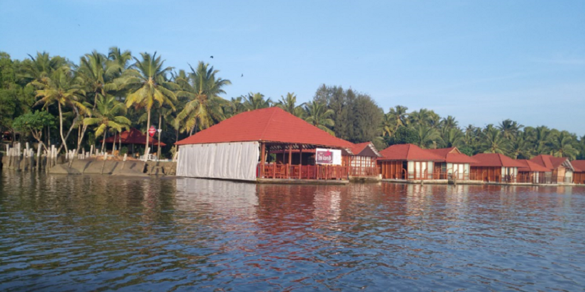 Houseboats floating over a lake