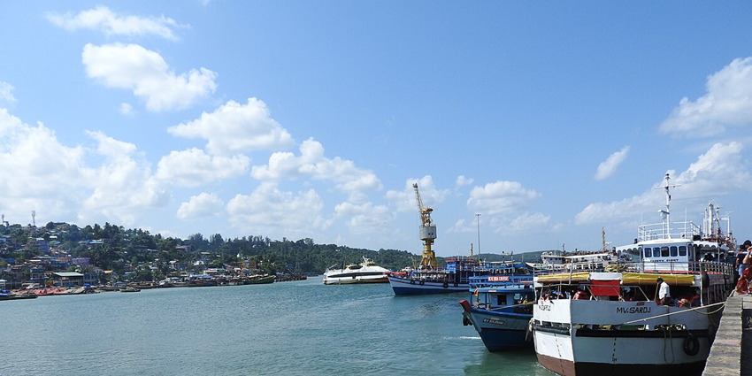 A sea port in Port Blair - one of the best places to visit in Andaman and Nicobar.