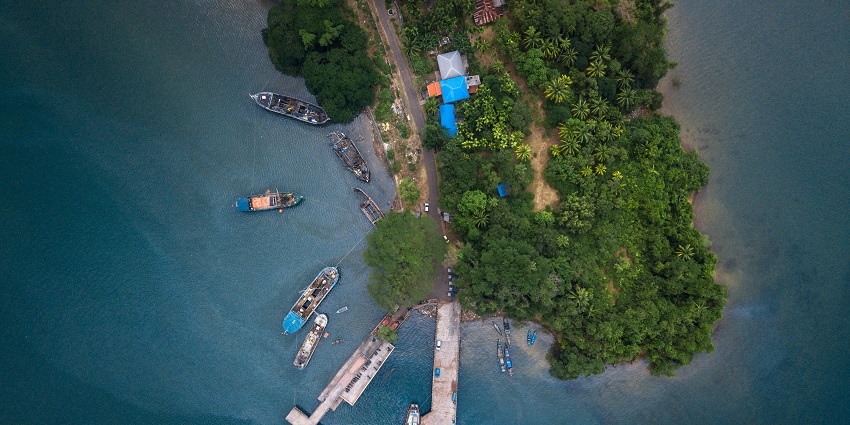 Aerial view of Port Blair, Andaman and Nicobar Islands, India - one of the best places to visit near Guitar Island Beach