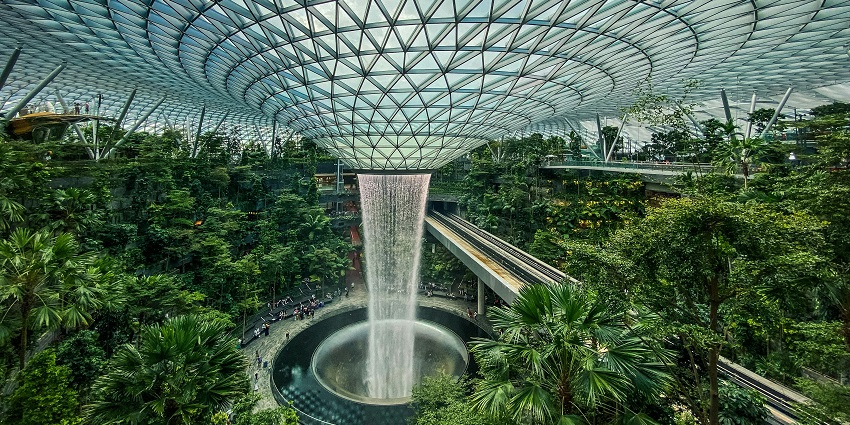 Witnessing the Rain Vortex waterfall is one the well known things to do at Changi airport